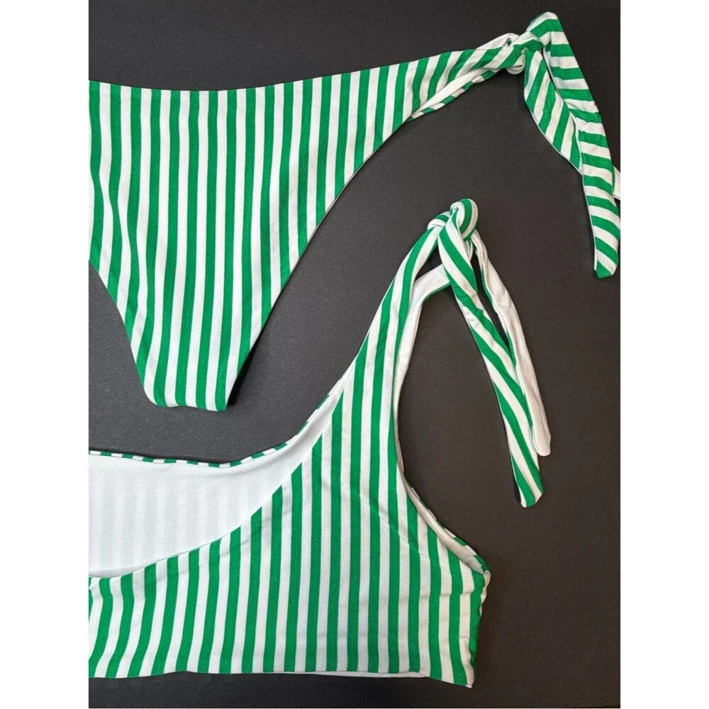 Superdown Green White Stripe Bikini Set NWT Revolve Y2K Beach Vacation Large
